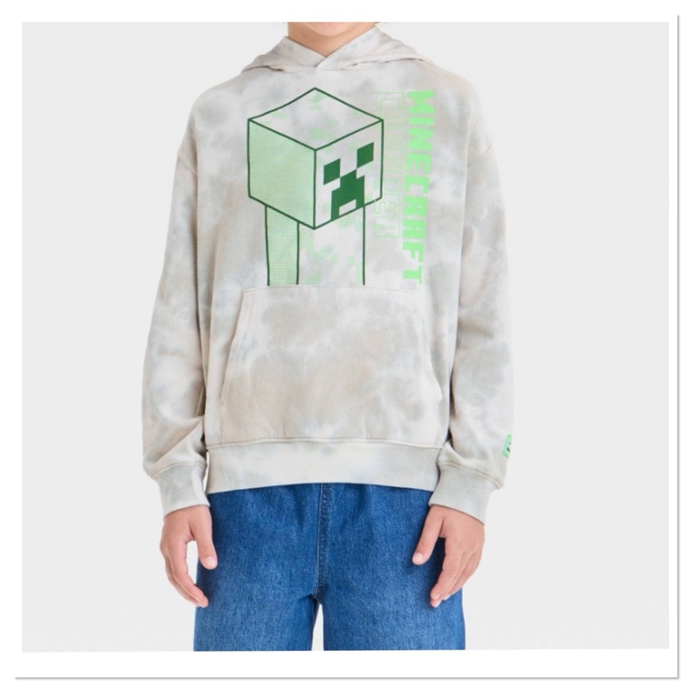 Boy’s Minecraft Creeper Washed Fleece Graphic Hoodie